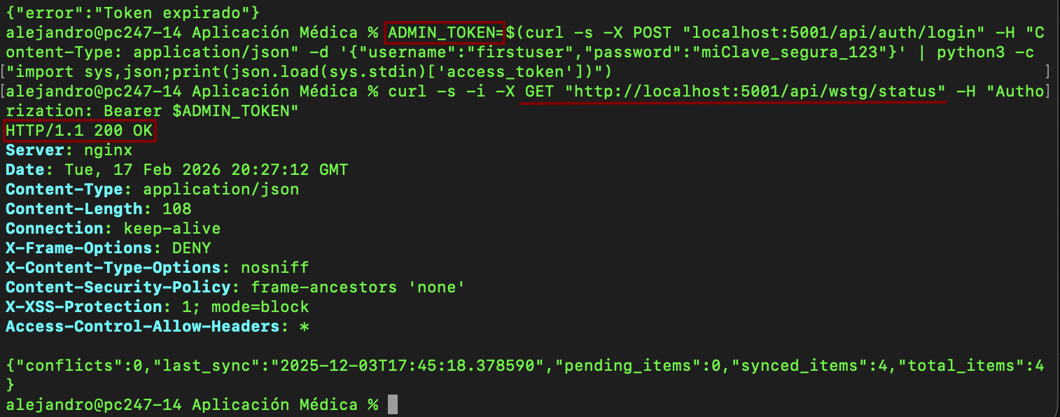 Acceso autorizado para admin con 200 OK