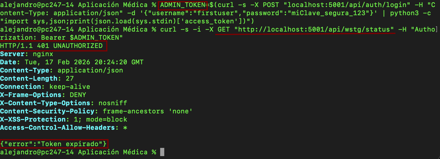 Respuesta 401 con token expirado