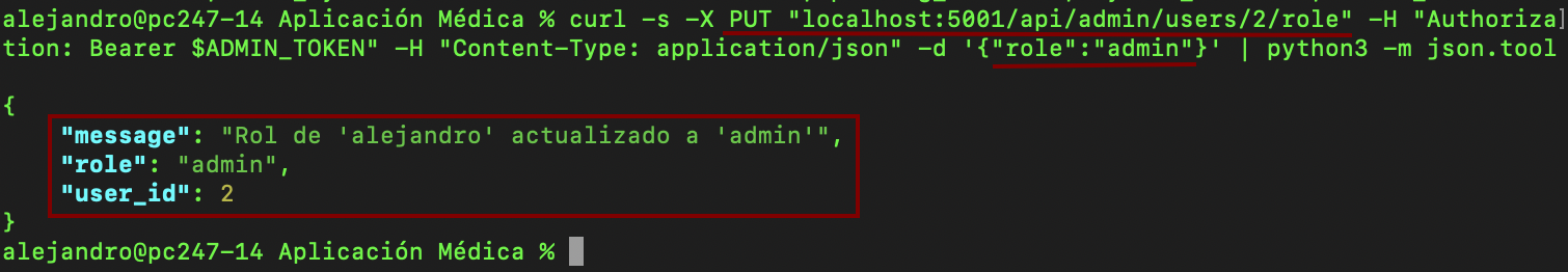 Cambio de rol de user a admin